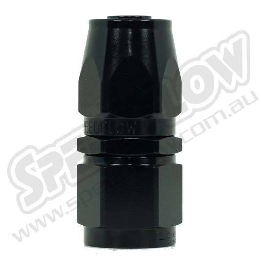 Speedflow Straight Hose ends to suit stainless braided hose, 100 series. Black