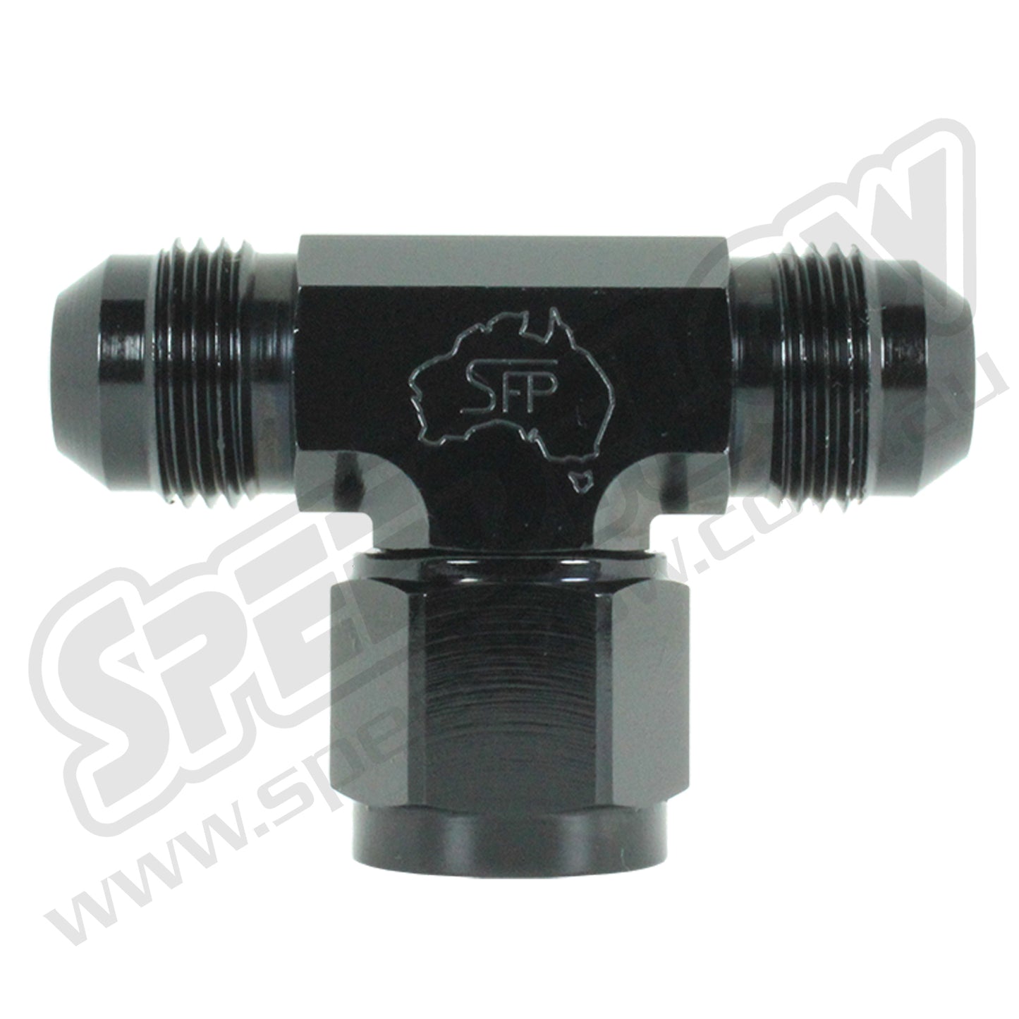 Speedflow Aluminium AN Tee- Female swivel on Branch in Black