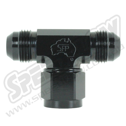 Speedflow Aluminium AN Tee- Female swivel on Branch in Black