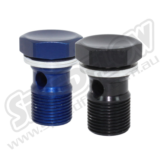 Speedflow Imperial Banjo Bolts (For 14.5mm Banjo). In Black and Blue.
