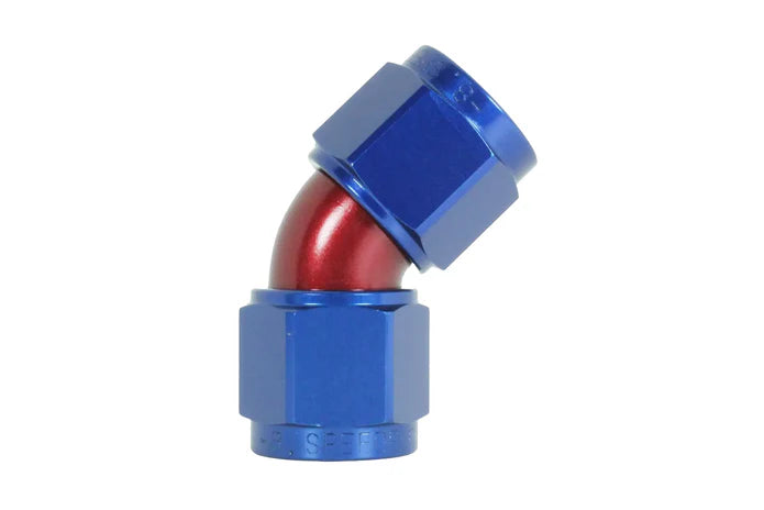 Speedflow Female Swivel Adaptors- Female/Female 45 Degree's in Red/Blue