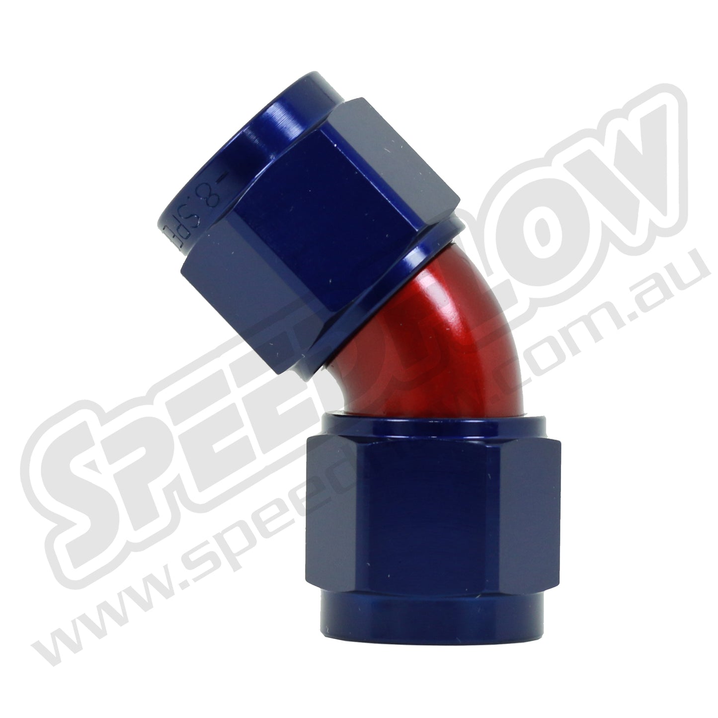 Speedflow Female Swivel Adaptors- Female/Female 45 Degree's in Red/Blue