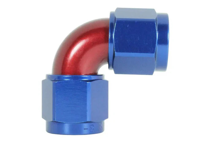 Speedflow Female Swivel Adaptors- Female/Female 90 Degree's in Red/Blue