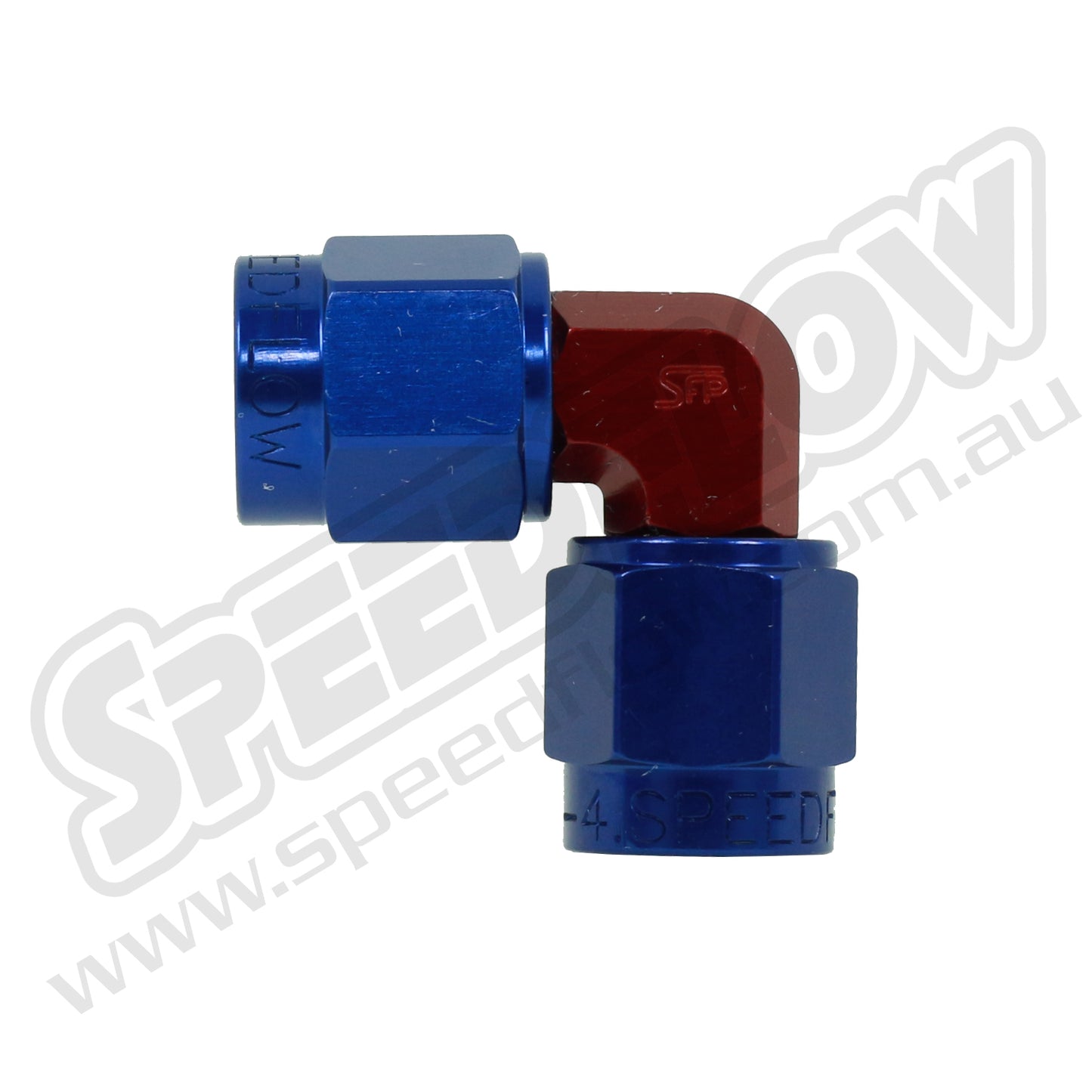 Speedflow Female Swivel Adaptors- Female/Female 90 Degree's in Red/Blue