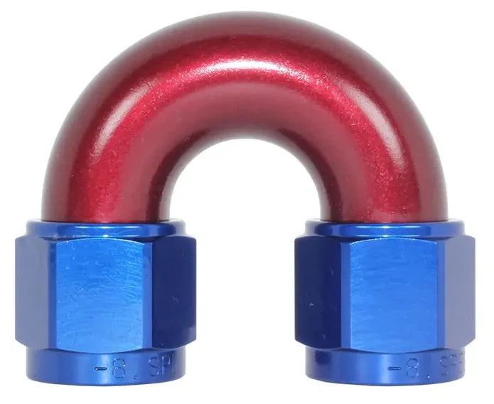 Speedflow Female Swivel Adaptors- Female/Female 180 Degree hose fitting in Red/Blue