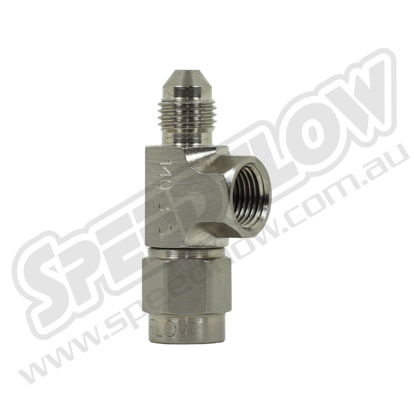 Speedflow Female-Male Flare Adapter fitting with 1/8" NPT Port in Steel