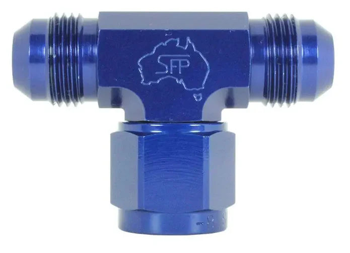 Speedflow Aluminium AN Tee- Female swivel on Branch in Blue