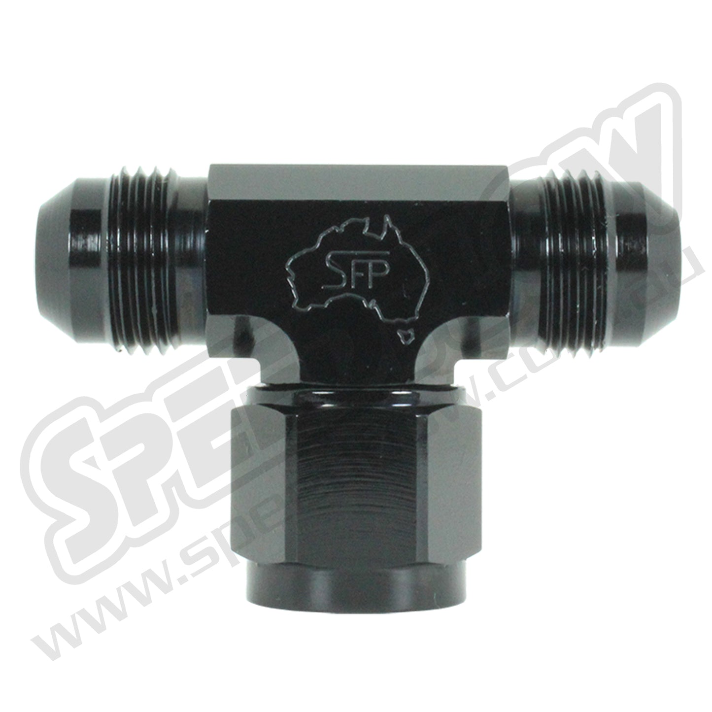 Speedflow Aluminium AN Tee- Female swivel on Branch in Black 