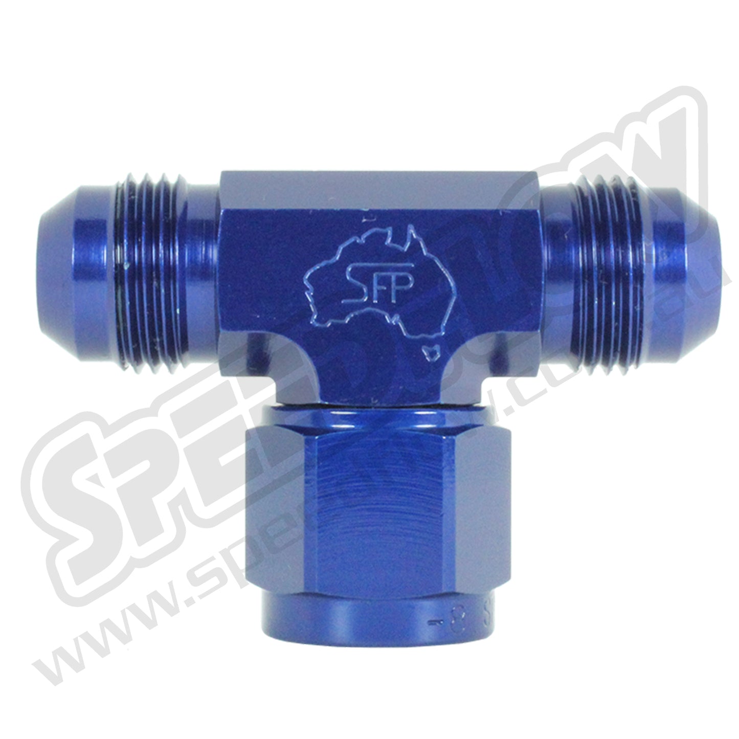 Speedflow Aluminium AN Tee- Female swivel on Branch in Blue