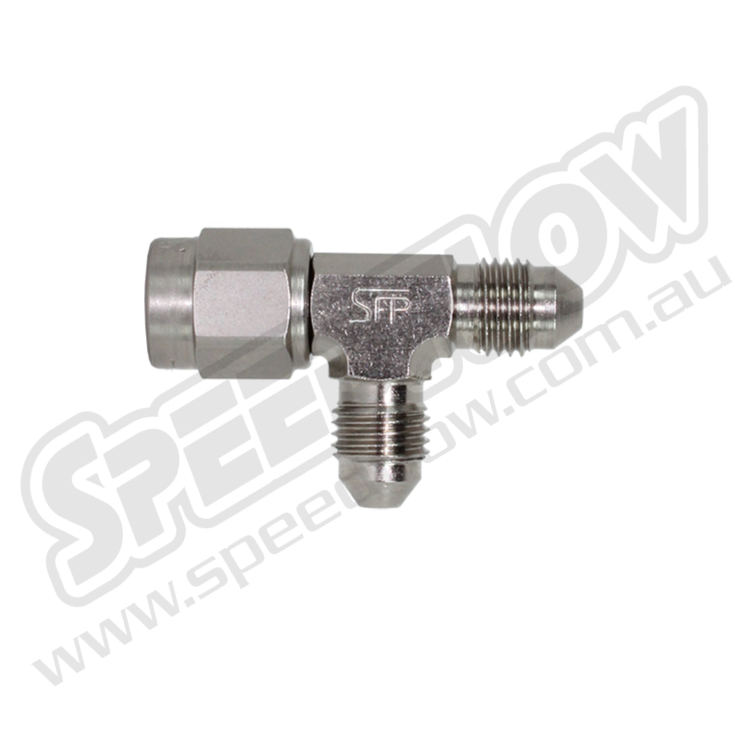 Speedflow AN Tee- Female swivel on run in Steel