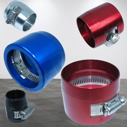 Speedflow cover clamps in Black, Blue, Red and silver