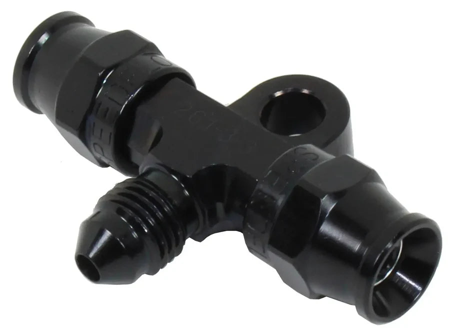 Speedflow AN Hose End TEE fitting with Male in Black