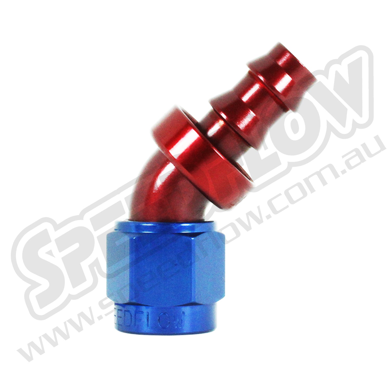 Speedflow Pushlock Hose Ends, 400 Series. To suit Rubber hose. 45 Degrees