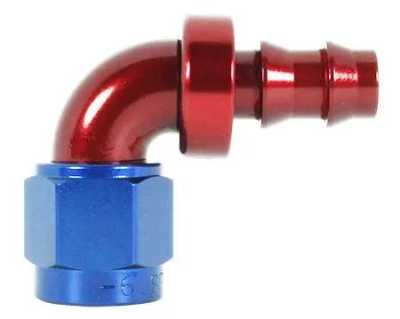 Speedflow Pushlock Hose Ends, 400 Series. To suit Rubber hose. 90 Degrees