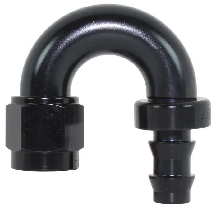 Speedflow Pushlock Hose Ends, 400 Series. To suit Rubber hose. 180 Degrees