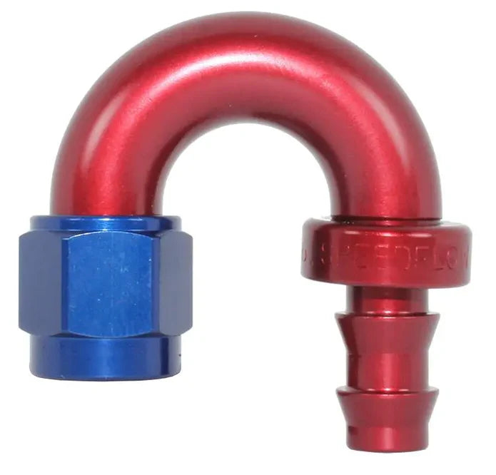 Speedflow Pushlock Hose Ends, 400 Series. To suit Rubber hose. 180 Degrees