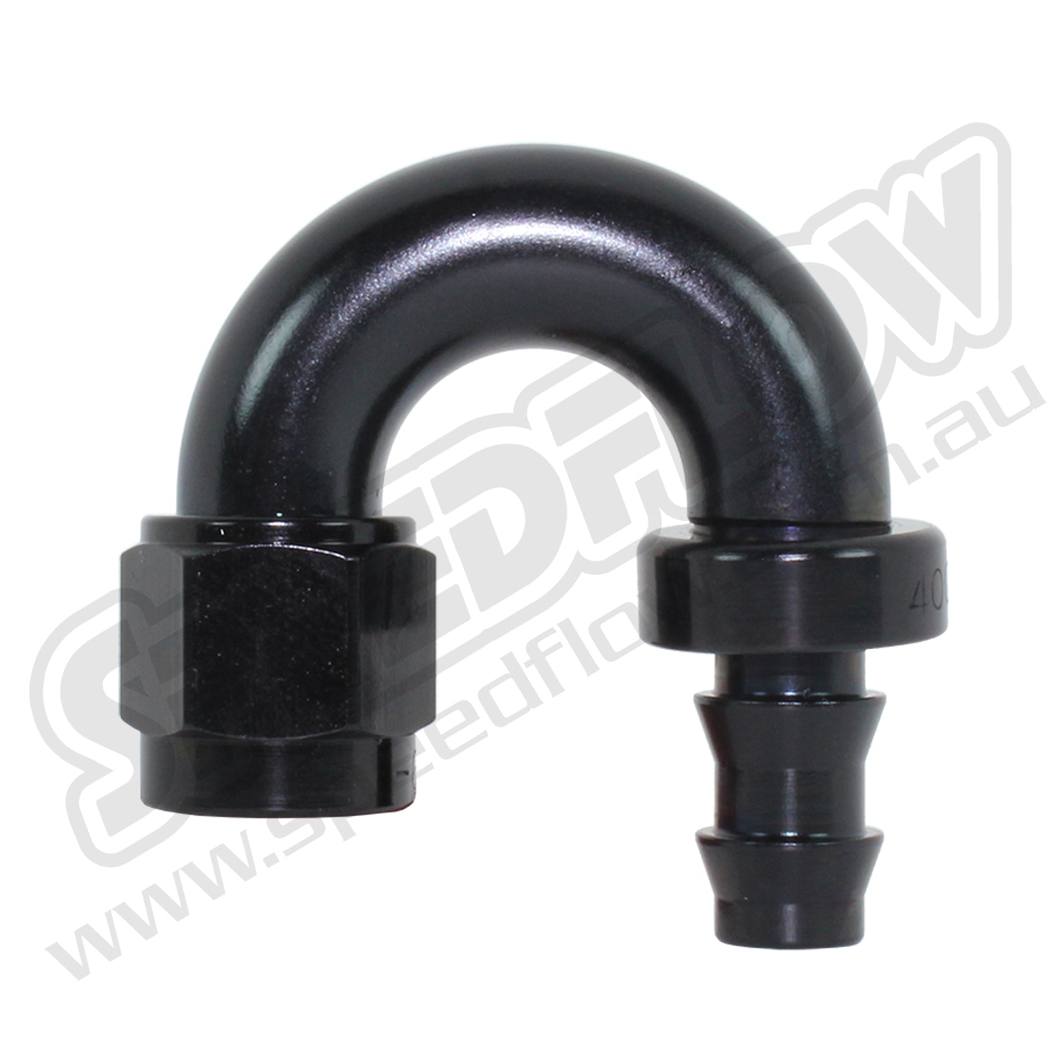 Speedflow Pushlock Hose Ends, 400 Series. To suit Rubber hose. 180 Degrees